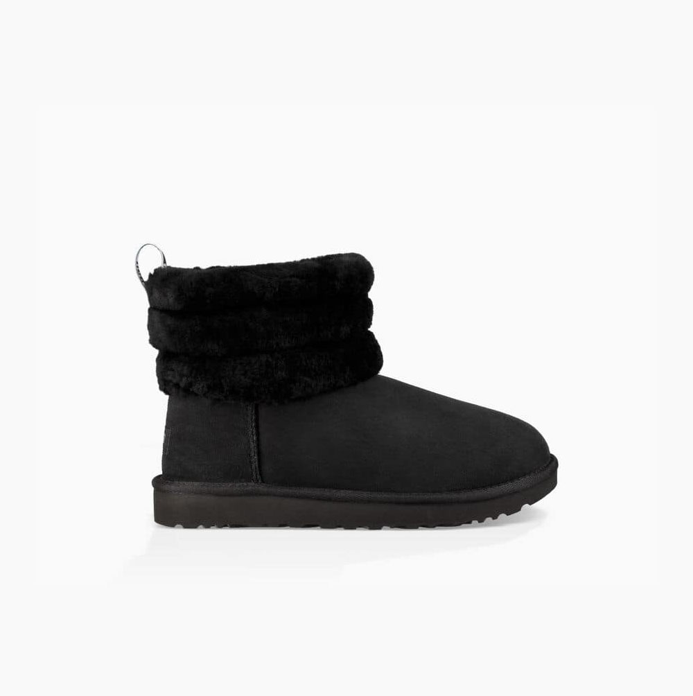 UGG Classic Mini Fluff Quilted Black Boots for Women (YTSQ34179)